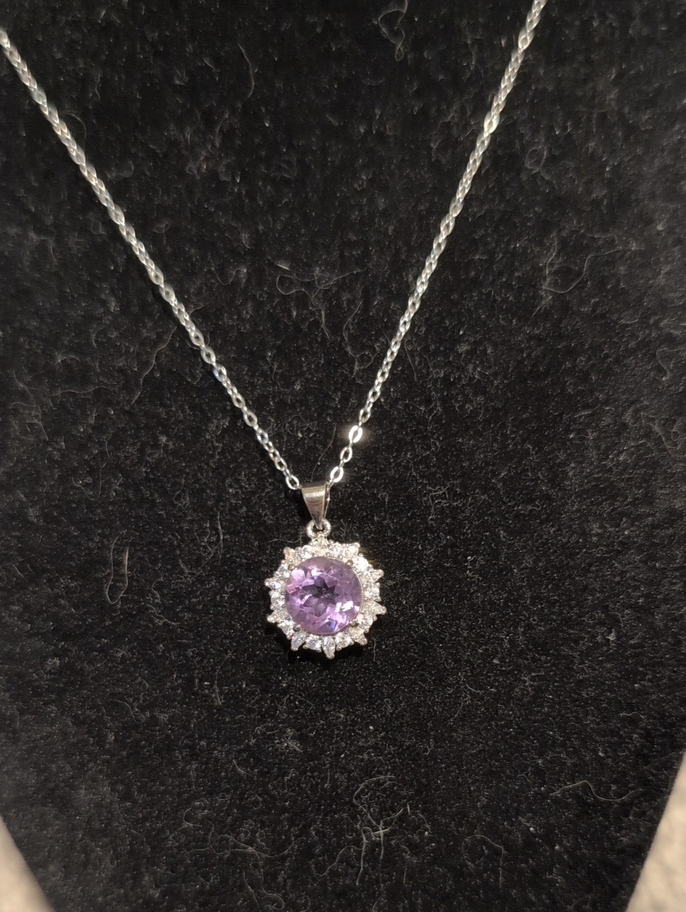 Elegant Purple Halo Pendant Necklace - Women Jewelry
